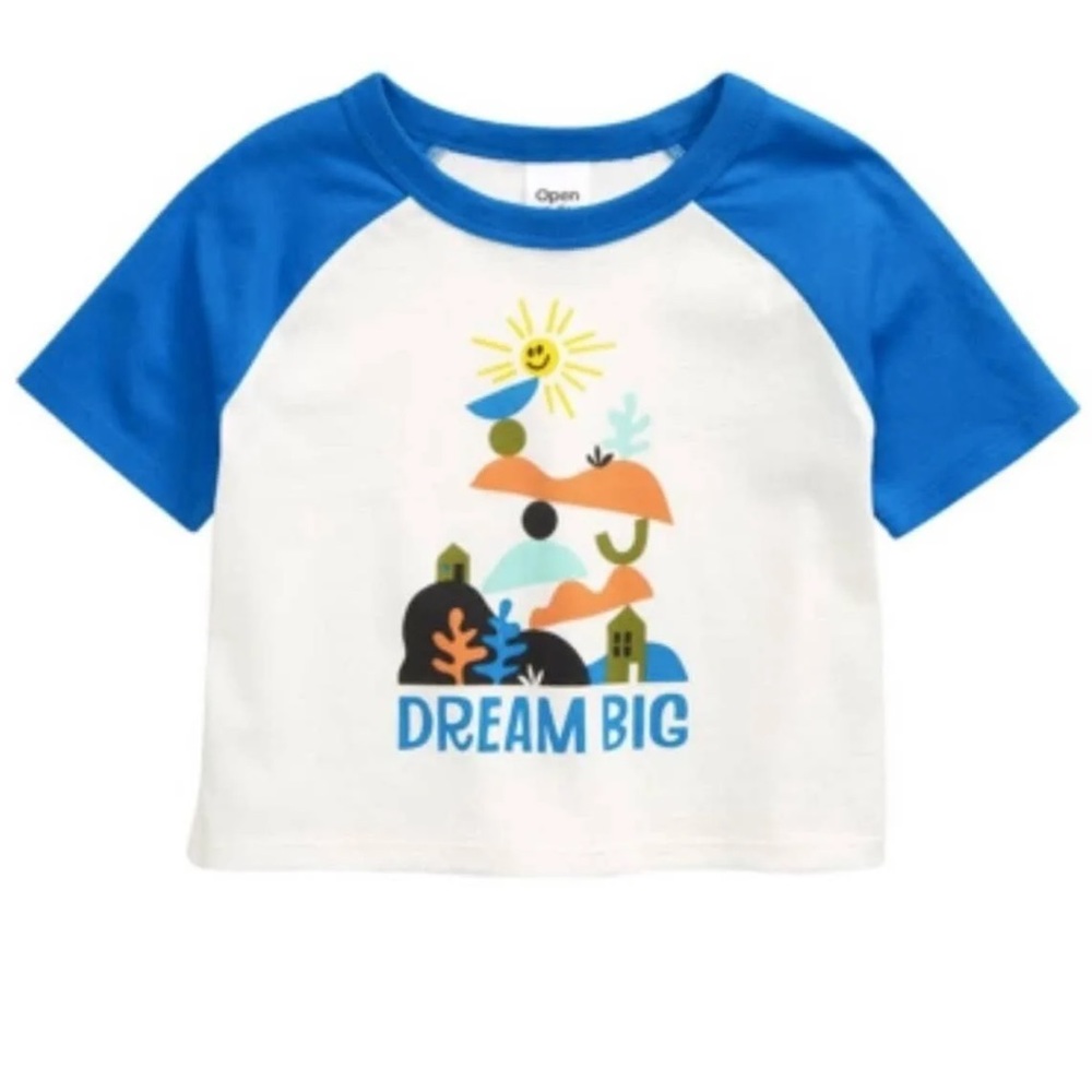 Open Edit Baby Boys Dream Big Short Sleeve Shirt - White 6M